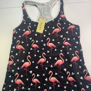 Ekouaer Women’s Black Flamingo Print Racerback Tank Top